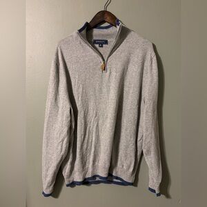 Men's Gray & Blue Quarter Zip Sweater